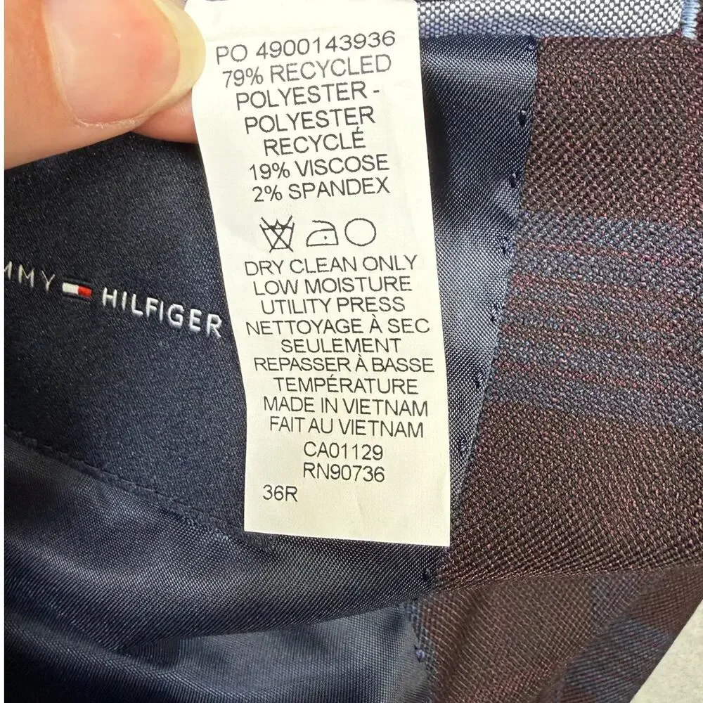 Tommy Hilfiger Men's Modern-Fit plaid Sport Coat - burgundy/blue 36R $295